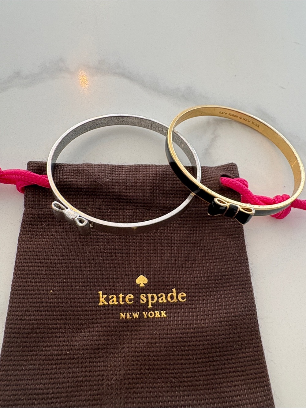 kate spade gold and silver bow bangle set